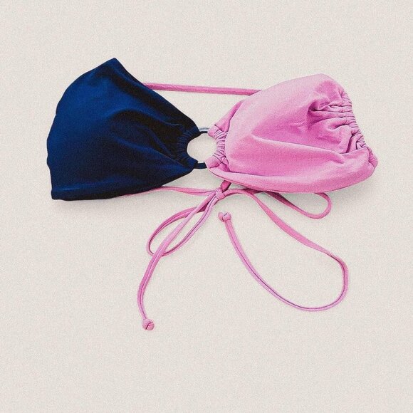 L*Space Freddie keyhole colorblock purple blue halter bikini top medium new - Picture 1 of 5